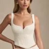 Nami Lace-Up Corset Top in Ivory