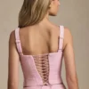 Nami Lace-Up Corset Top in Soft Pink