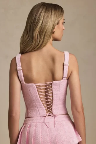 Nami Lace-Up Corset Top in Soft Pink