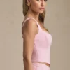 Nami Lace-Up Corset Top in Soft Pink