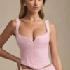 Nami Lace-Up Corset Top in Soft Pink