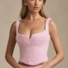 Nami Lace-Up Corset Top in Soft Pink