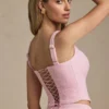 Nami Lace-Up Corset Top in Soft Pink