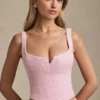Nami Lace-Up Corset Top in Soft Pink