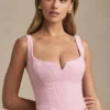 Nami Lace-Up Corset Top in Soft Pink