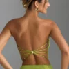 Nanaka Embellished Strap-Back Bandeau Top in Pear Green