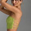 Nanaka Embellished Strap-Back Bandeau Top in Pear Green