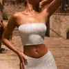Nanaka Embellished Strap-Back Bandeau Top in White