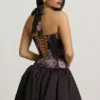Nanala Halterneck Lace-Up Bubble Hem Mini Dress in Black Floral Print