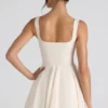 Nanisca Tie-Detail A-Line Micro Mini Dress in Ivory