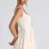 Nanisca Tie-Detail A-Line Micro Mini Dress in Ivory