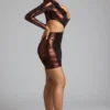 Nasira Cut Out Metallic Jersey Mini Dress in Copper Bronze