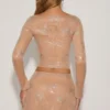 Natala Embellished Bow-Detail Top in Almond
