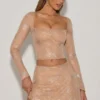 Natala Embellished Bow-Detail Top in Almond