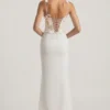 Nathalia Embellished Plunge Ruffled Corset Maxi Dress in Ivory