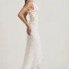 Nathalia Embellished Plunge Ruffled Corset Maxi Dress in Ivory