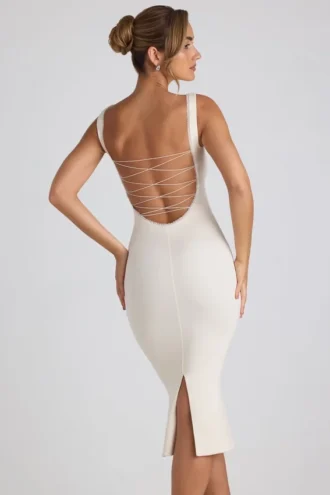 Navi Modal Lace-Trim Midaxi Dress in Ivory