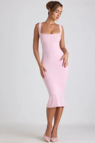 Navi Modal Lace-Trim Midaxi Dress in Soft Pink