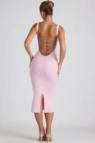 Navi Modal Lace-Trim Midaxi Dress in Soft Pink