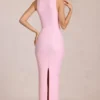 Nayeli Square-Neck Tie-Gather Maxi Dress in Blossom Pink