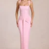 Nayeli Square-Neck Tie-Gather Maxi Dress in Blossom Pink