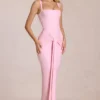 Nayeli Square-Neck Tie-Gather Maxi Dress in Blossom Pink