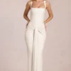 Nayeli Square-Neck Tie-Gather Maxi Dress in Ivory
