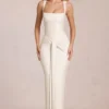 Nayeli Square-Neck Tie-Gather Maxi Dress in Ivory