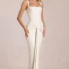 Nayeli Square-Neck Tie-Gather Maxi Dress in Ivory