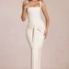 Nayeli Square-Neck Tie-Gather Maxi Dress in Ivory