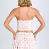 Nellary Ruffled Shirred Low-Rise Micro Mini Skirt in Small Rose Print