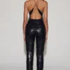Nemyra Faux Croc-Leather Straight-Leg Trousers in Black