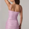 Neréa Embellished Peekaboo Ruched Mini Dress in Pink