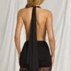 Nerelle Halterneck Mini Dress in Black