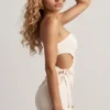 Nerina Textured Jersey One-Shoulder Top in White