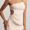 Nerina Textured Jersey One-Shoulder Top in White