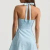 Nerine Halterneck A-Line Mini Dress in Blue Flower Print