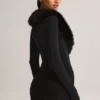Nesta Faux Fur-Trim Corset Playsuit in Black