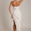 Nevali Bandeau Ruffle Detail Maxi Dress in Ivory