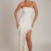Nevali Bandeau Ruffle Detail Maxi Dress in Ivory