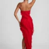 Nevali Bandeau Ruffle Detail Maxi Dress in Red