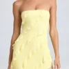 Nevali Bandeau Ruffle-Trim Maxi Dress in Lemon Sherbet