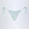 Nieva Side-Tie Thong Bikini Bottoms in Blue Floral