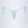Nieva Side-Tie Thong Bikini Bottoms in Blue Floral