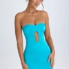 Nikko Cut-Out Bandeau Bodycon Mini Dress in Turquoise
