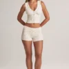 Nina Modal Foldover Mid-Rise Shorts in Floral Print