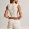 Nina Modal Foldover Mid-Rise Shorts in Floral Print