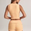 Nina Modal Foldover Mid-Rise Shorts in Peach