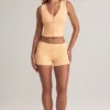 Nina Modal Foldover Mid-Rise Shorts in Peach