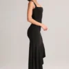 Niva Modal Low-Rise Asymmetric Midaxi Skirt in Black